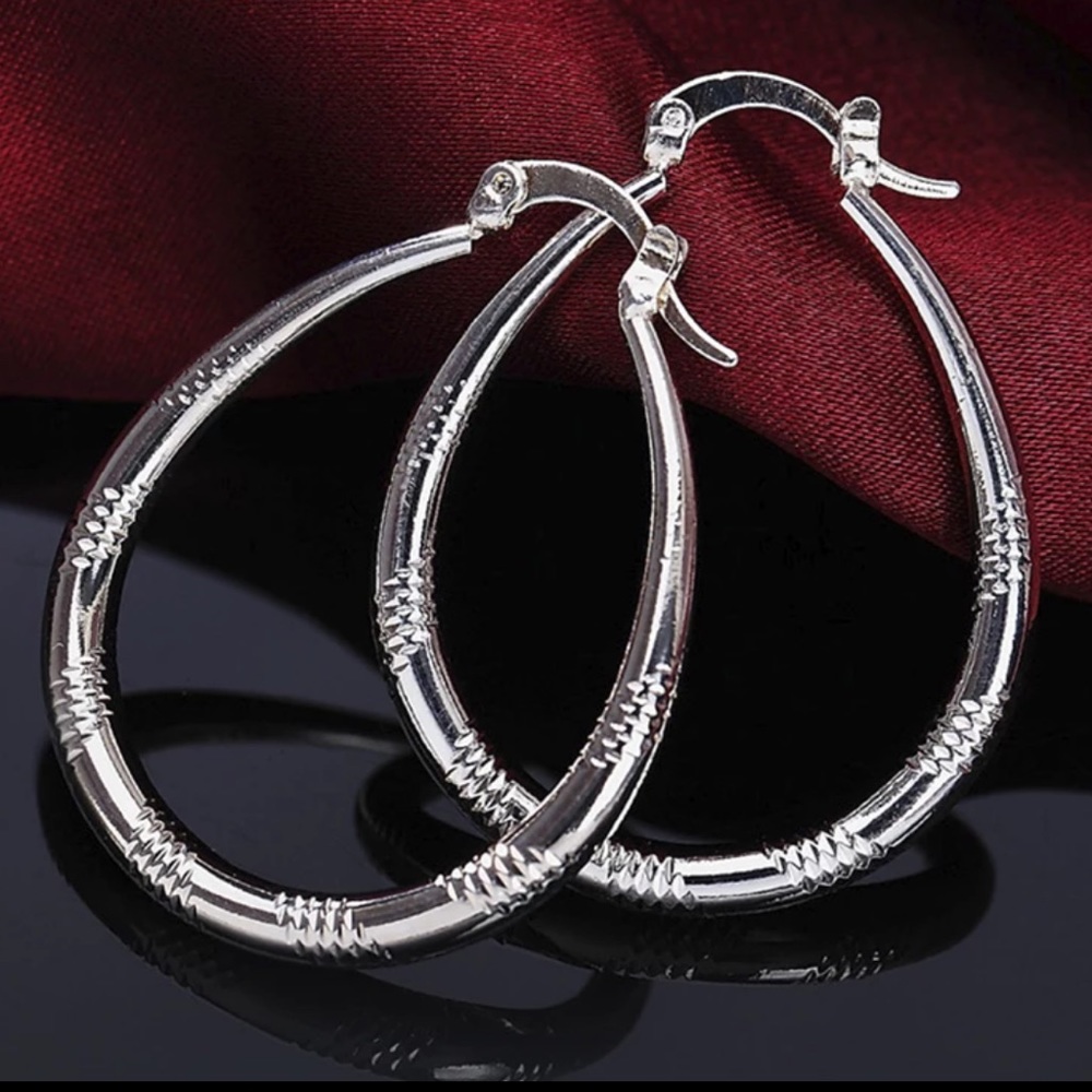 New 925 Sterling Silver Hoop Earrings - Picture 4 of 8